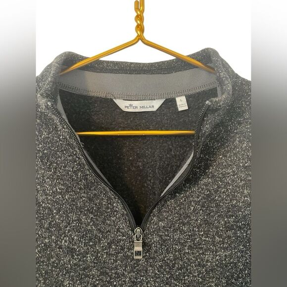 Peter Millar Gray Quarter Zip Pull Over Sweater, Size Large - Picture 3 of 3